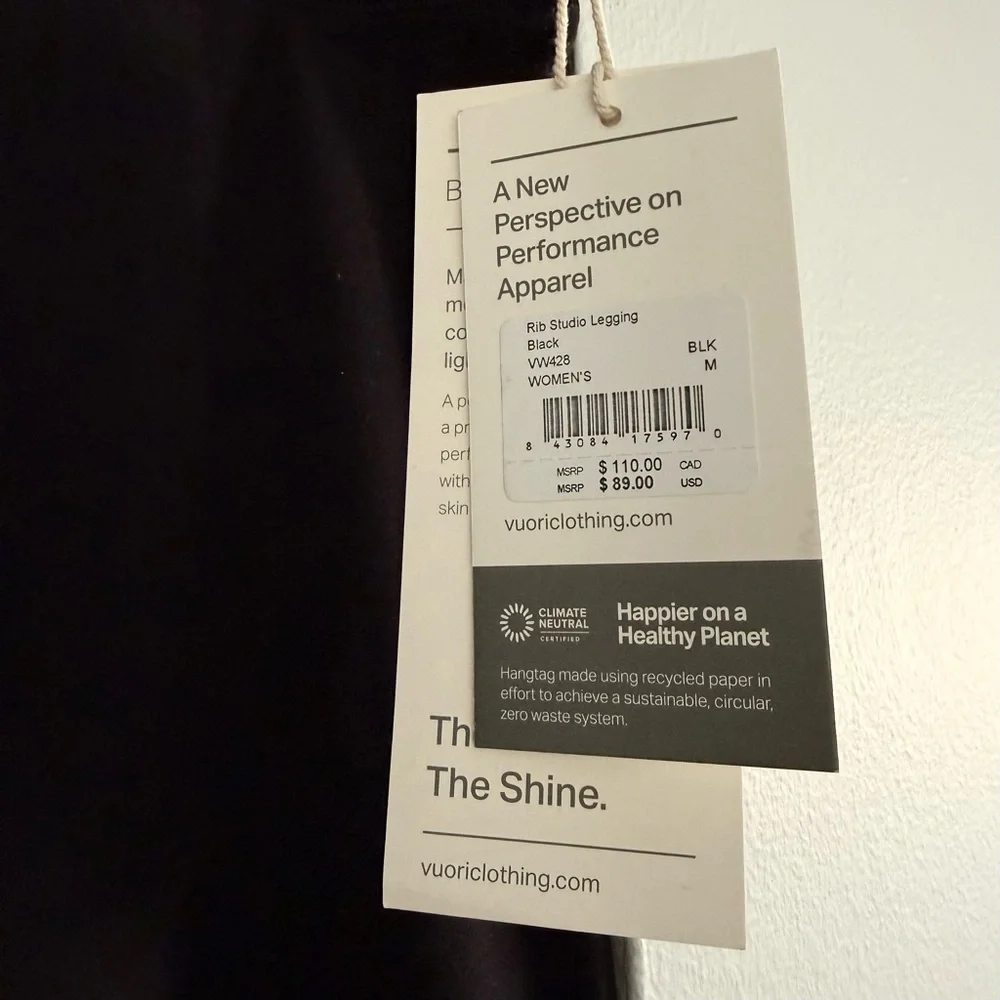 NWT Vuori Black Rib Studio Leggings - Picture 4 of 6